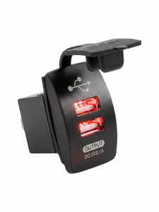 Гнездо розетка USB с красной подсветкой 12-24В TDS TS-CAU46
